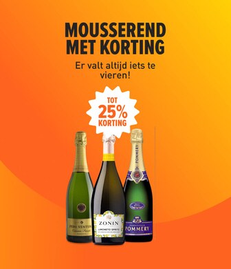 Mousserend wijnen met korting. Er valt altijd iets te vieren! tot 25% korting op mousserende wijnen